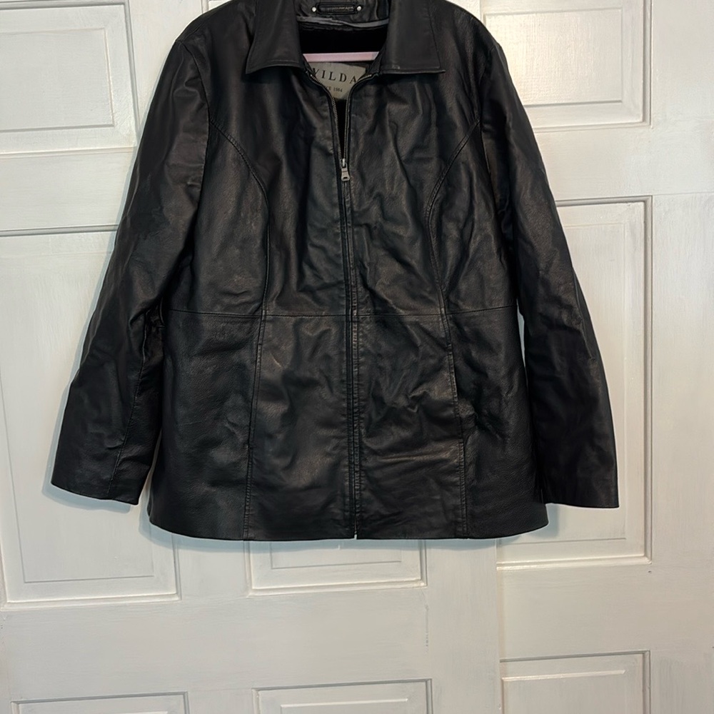 Wilda Woman's black Leather Jacket 3X